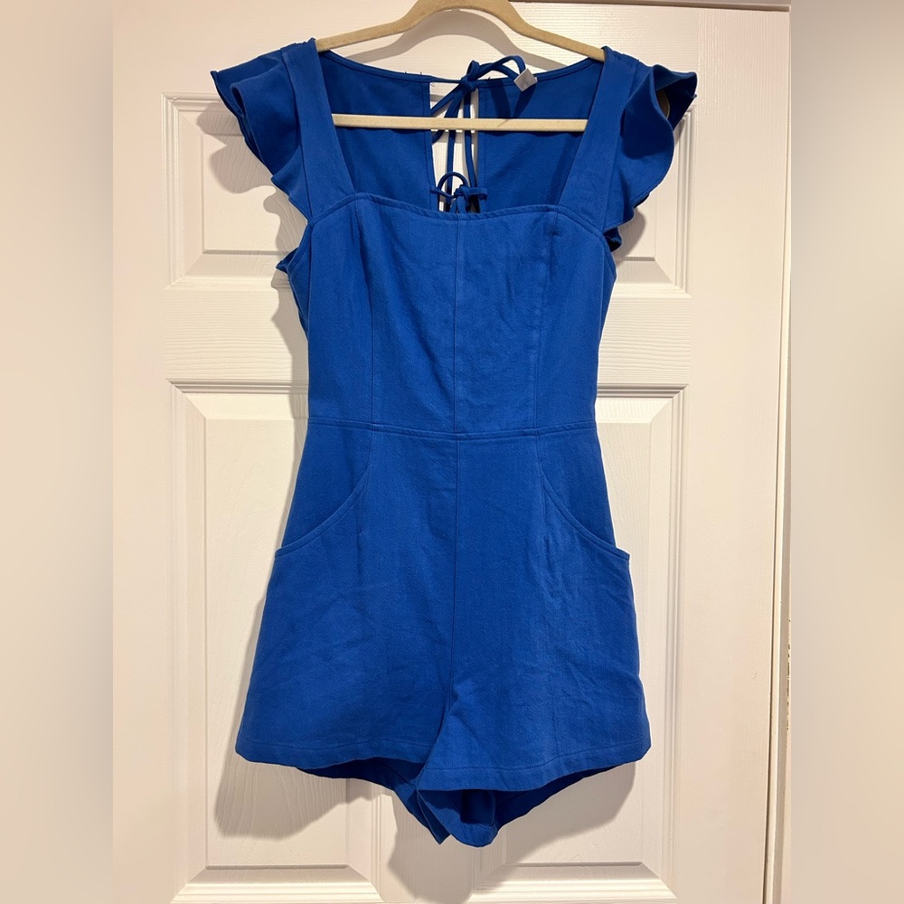 Mahina Royal Blue Ruffle Sleeve Jumpsuit